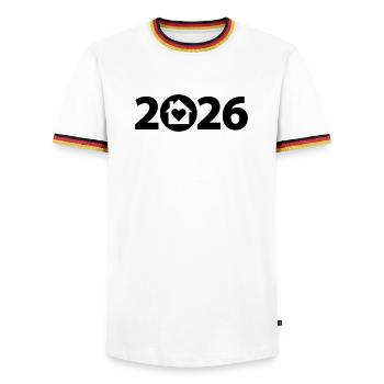 Builder 2026, Housewarming Party 2026, Home 2026 - Men's Ringer Shirt - white/tricolour - Front - AI Model Female 172 light (172cm) & AI Model Male 185 light (185cm)