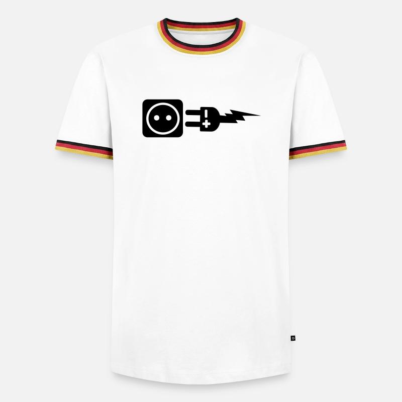 Stecker plus und minus - Männer Kontrast-T-Shirt - Weiß/Dreifarbig