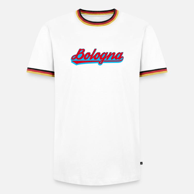 Bologna Neon Script Logo - Men's Ringer Shirt - white/tricolour