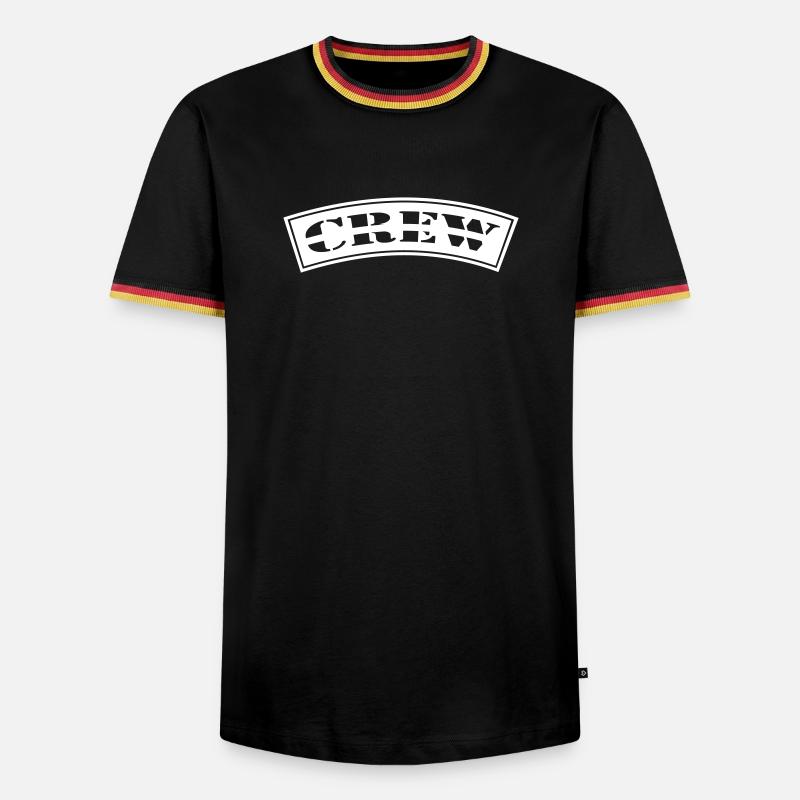 Crew gebogen Design Patch - Männer Kontrast-T-Shirt - Schwarz/Dreifarbig