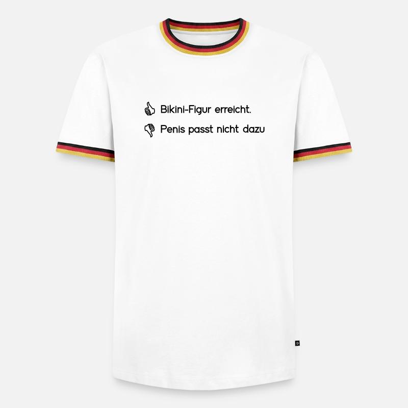 Bikini - Männer Kontrast-T-Shirt - Weiß/Dreifarbig