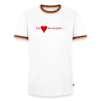 Everyone Has a Heart – Skat Humor Shirt - Men's Ringer Shirt - white/tricolour - Front - AI Model Female 172 light (172cm) & AI Model Male 185 light (185cm)
