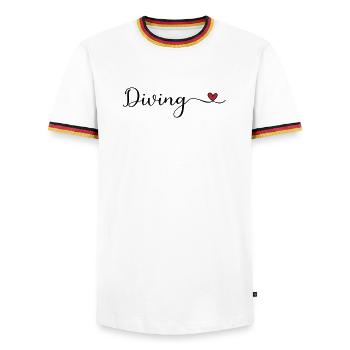 Dive - Men's Ringer Shirt - white/tricolour - Front - AI Model Female 172 light (172cm) & AI Model Male 185 light (185cm)