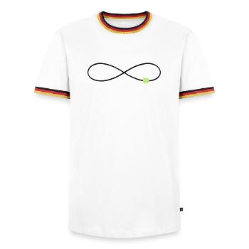 Unendlichkeitszeichen Glück Kleeblatt  - Männer Kontrast-T-Shirt - Weiß/Dreifarbig - Vorne - AI Model Female 172 light (172cm) & AI Model Male 185 light (185cm)