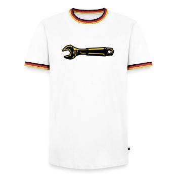 Schraubenschlüssel Werkzeug Mechaniker Schrauber - Männer Kontrast-T-Shirt - Weiß/Dreifarbig - Vorne - AI Model Female 172 light (172cm) & AI Model Male 185 light (185cm)