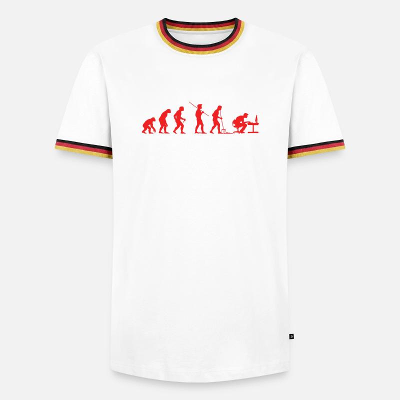 Evolution Gamer | Computer Freak Nerd PC - Männer Kontrast-T-Shirt - Weiß/Dreifarbig