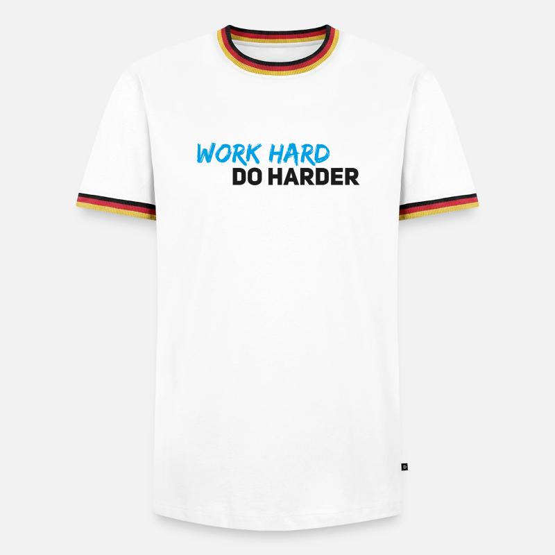Work hard do harder - Männer Kontrast-T-Shirt - Weiß/Dreifarbig