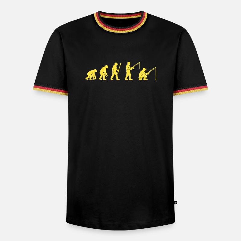 Fischereievolution Pfad Design - Männer Kontrast-T-Shirt - Schwarz/Dreifarbig