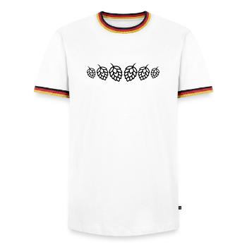 Hops Buds Barley Symbol - Men's Ringer Shirt - white/tricolour - Front - AI Model Female 172 light (172cm) & AI Model Male 185 light (185cm)