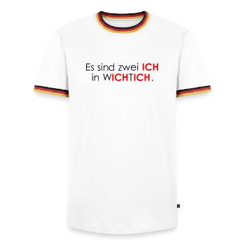 Lutin - T-shirt contrasté Homme - blanc/tricolore - Devant - AI Model Female 172 light (172cm) & AI Model Male 185 light (185cm)