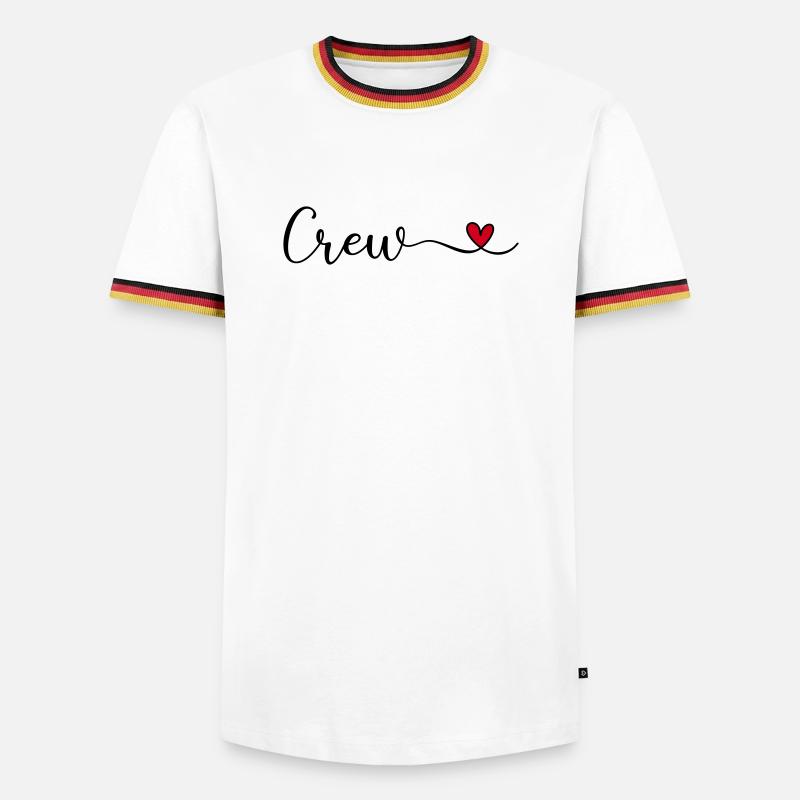 Crew mit Herz Design - Männer Kontrast-T-Shirt - Weiß/Dreifarbig