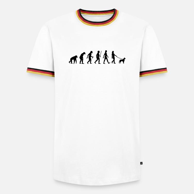 Evolution Kurzhaarcollie Frau - Männer Kontrast-T-Shirt - Weiß/Dreifarbig