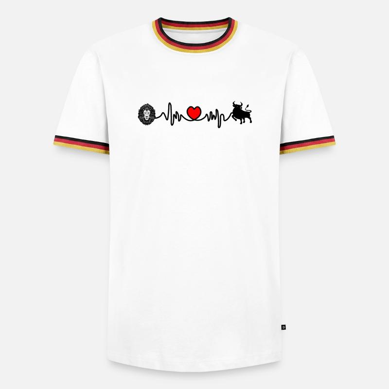 Herzfrequenz Cardio Löwe Stier - Männer Kontrast-T-Shirt - Weiß/Dreifarbig