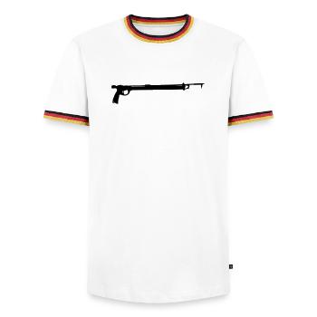 Speargun - Men's Ringer Shirt - white/tricolour - Front - AI Model Female 172 light (172cm) & AI Model Male 185 light (185cm)