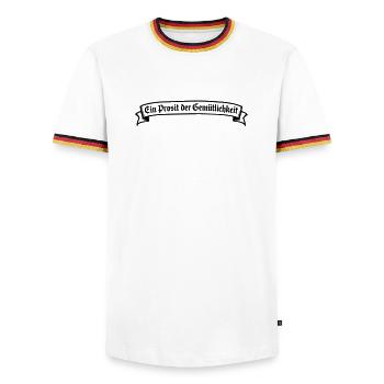 Ein Prosit der Gemütlichkeit - Männer Kontrast-T-Shirt - Weiß/Dreifarbig - Vorne - AI Model Female 172 light (172cm) & AI Model Male 185 light (185cm)