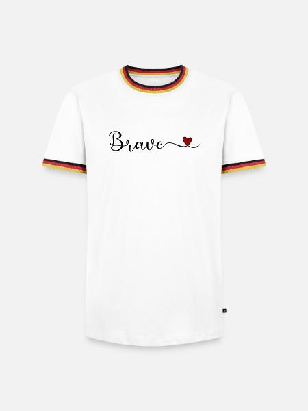 Mutiges Herz - Männer Kontrast-T-Shirt - Weiß/Dreifarbig