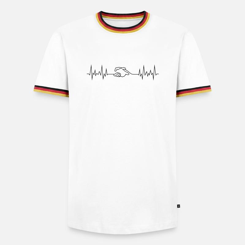 wave peace handshake - Männer Kontrast-T-Shirt - Weiß/Dreifarbig
