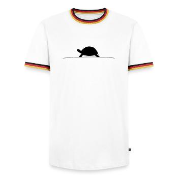 Turtle Silhouette - Men's Ringer Shirt - white/tricolour - Front - AI Model Female 172 light (172cm) & AI Model Male 185 light (185cm)