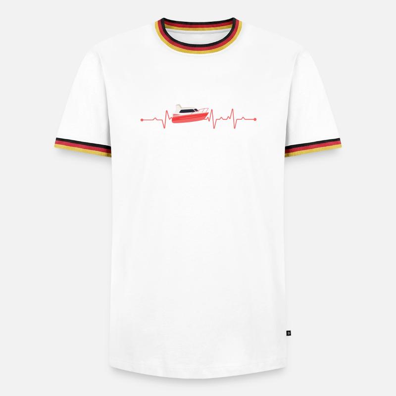 Herzschlag Boot Motorboot - Männer Kontrast-T-Shirt - Weiß/Dreifarbig