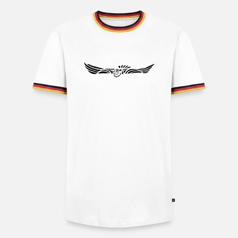 Eagle owl in flight - Men's Ringer Shirt - white/tricolour