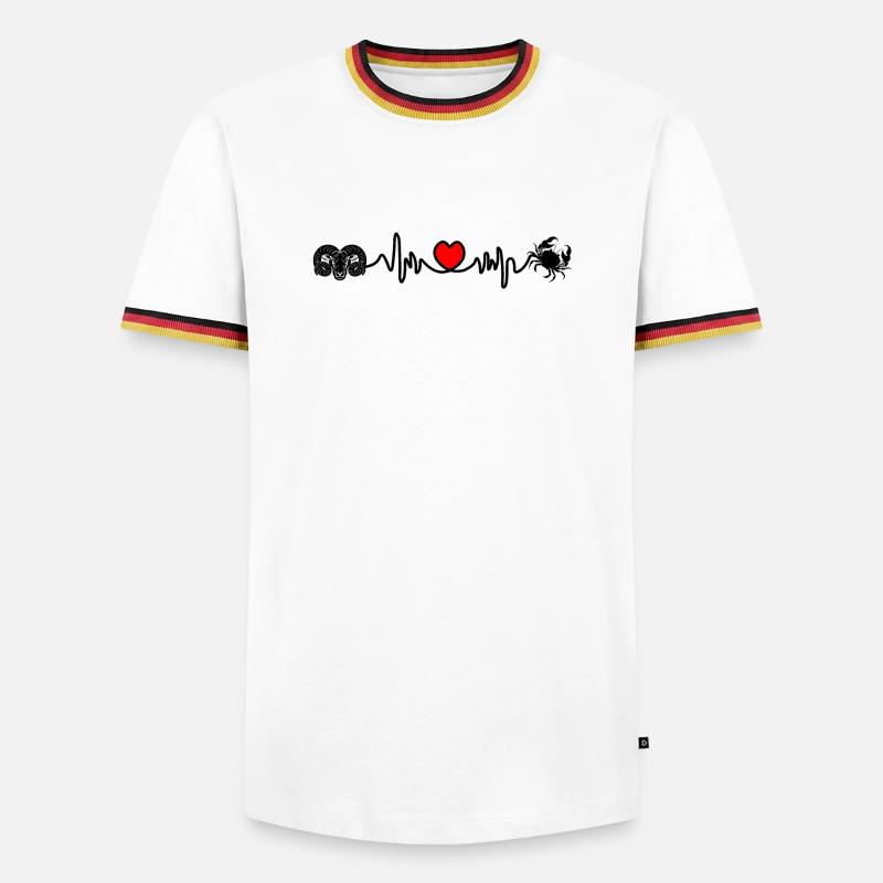 Herzfrequenz Kardio Widder Krebs - Männer Kontrast-T-Shirt - Weiß/Dreifarbig