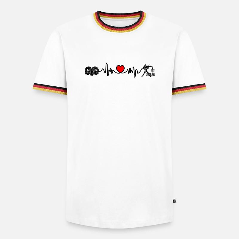 Herzfrequenz Cardio Widder Wassermann - Männer Kontrast-T-Shirt - Weiß/Dreifarbig