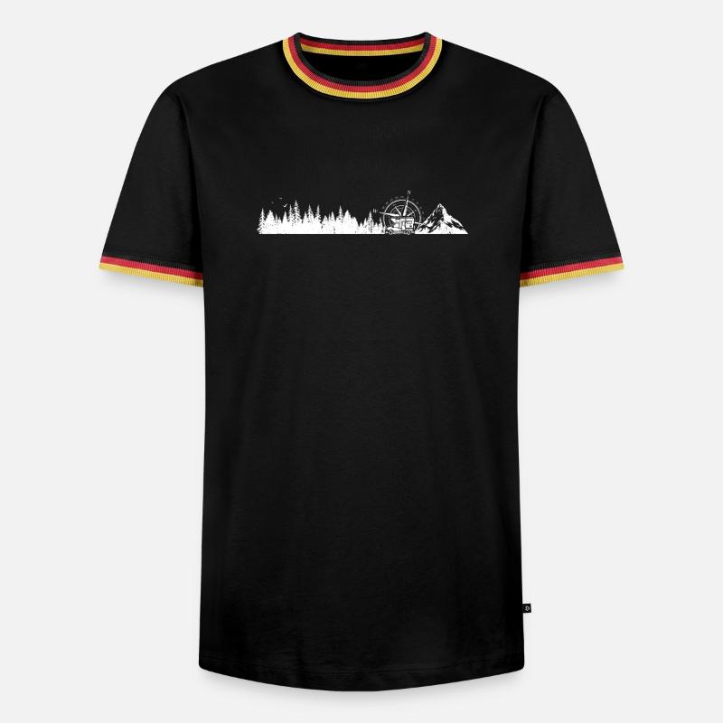 Exploring mountains forests - Men's Ringer Shirt - black/tricolour