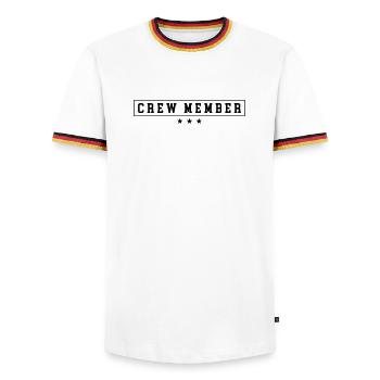 crew member - Men's Ringer Shirt - white/tricolour - Front - AI Model Female 172 light (172cm) & AI Model Male 185 light (185cm)