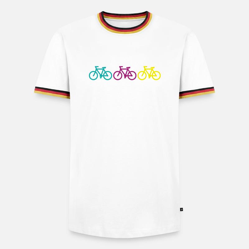 three bikes - Männer Kontrast-T-Shirt - Weiß/Dreifarbig