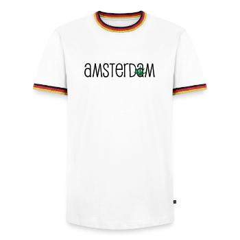 Amsterdam - Cannabis - Weed - T-shirt contrasté Homme - blanc/tricolore - Devant - AI Model Female 172 light (172cm) & AI Model Male 185 light (185cm)