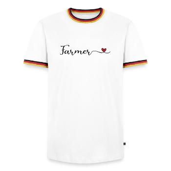 Farmer - Männer Kontrast-T-Shirt - Weiß/Dreifarbig - Vorne - AI Model Female 172 light (172cm) & AI Model Male 185 light (185cm)