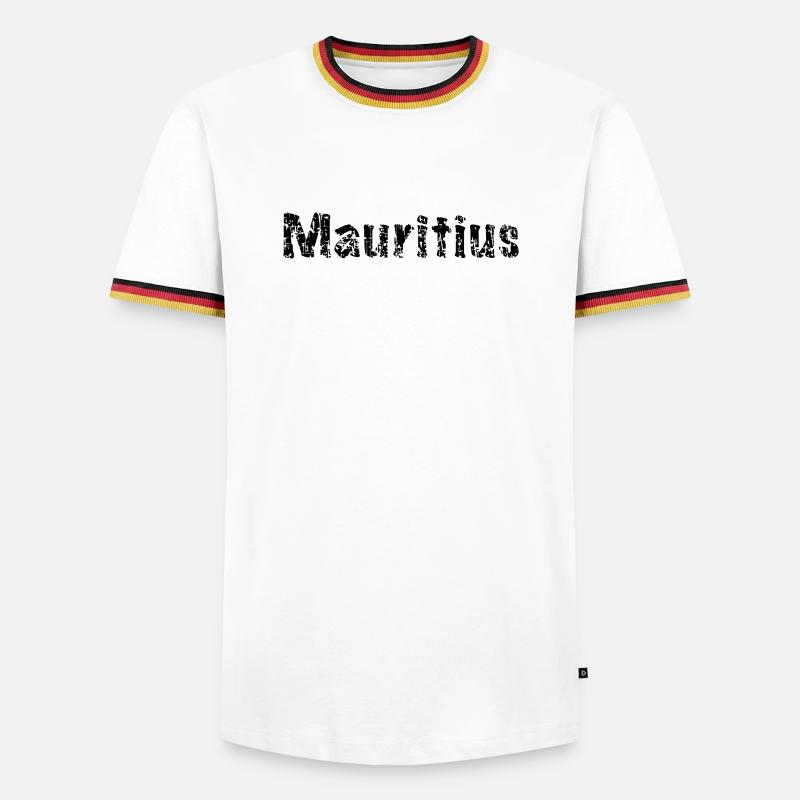 Mauritius - Männer Kontrast-T-Shirt - Weiß/Dreifarbig