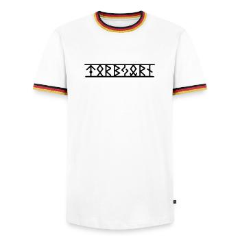 Torbjörn - Männer Kontrast-T-Shirt - Weiß/Dreifarbig - Vorne - AI Model Female 172 light (172cm) & AI Model Male 185 light (185cm)