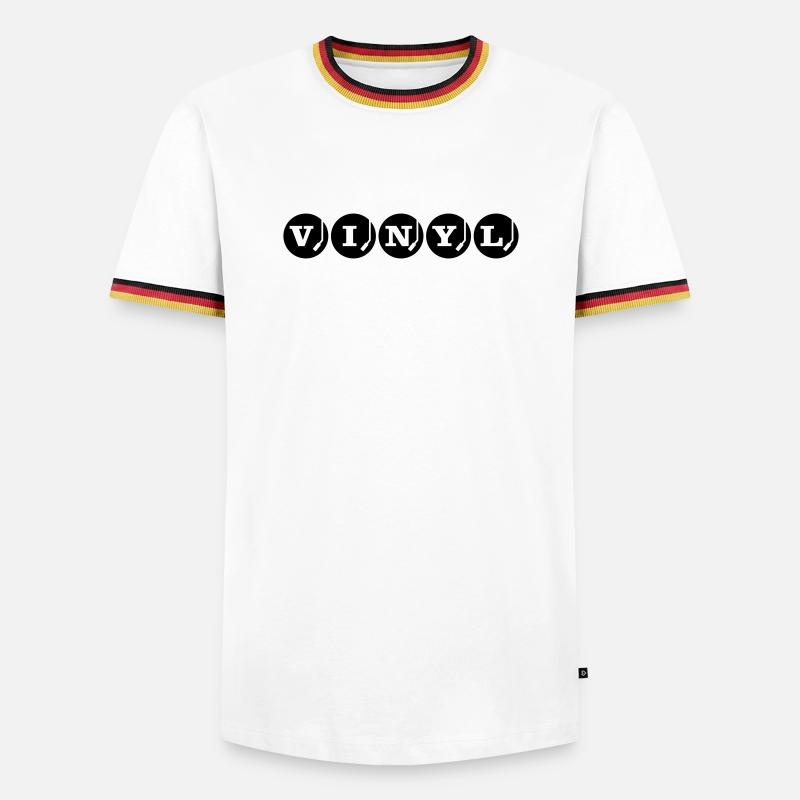 VINYL Schallplatten Design DJ - Männer Kontrast-T-Shirt - Weiß/Dreifarbig