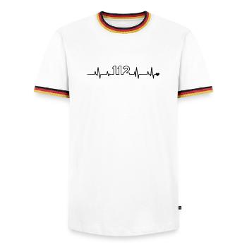 Fire Brigade 112 - Men's Ringer Shirt - white/tricolour - Front - AI Model Female 172 light (172cm) & AI Model Male 185 light (185cm)