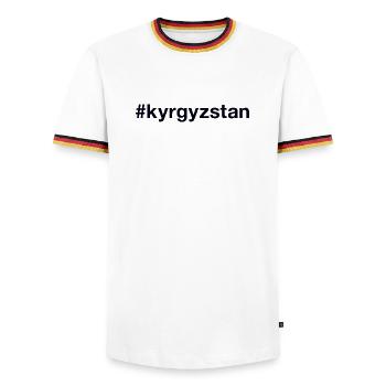 Kyryzstan Kirghizistan Hashtag - T-shirt contrasté Homme - blanc/tricolore - Devant - AI Model Female 172 light (172cm) & AI Model Male 185 light (185cm)