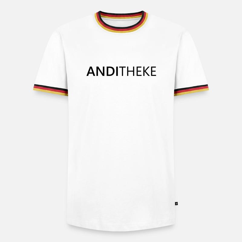 AndiTheke – Witziges Geschenk Andreas, Andi & Andy - Männer Kontrast-T-Shirt - Weiß/Dreifarbig