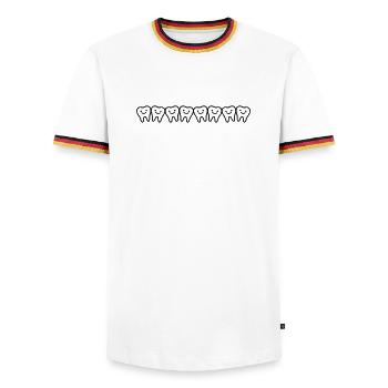Teeth Smile Tooth - Men's Ringer Shirt - white/tricolour - Front - AI Model Female 172 light (172cm) & AI Model Male 185 light (185cm)