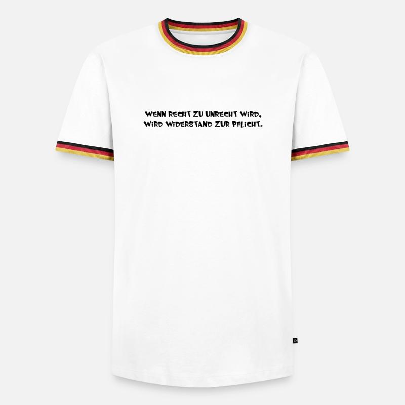wenn Recht zu Unrecht wird - Männer Kontrast-T-Shirt - Weiß/Dreifarbig