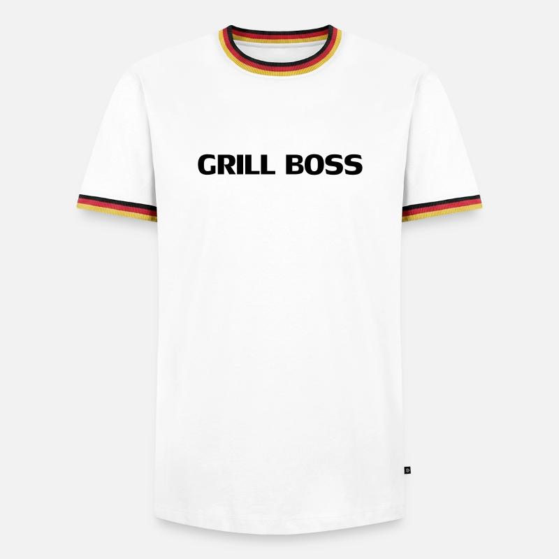 Grill Chef - Männer Kontrast-T-Shirt - Weiß/Dreifarbig