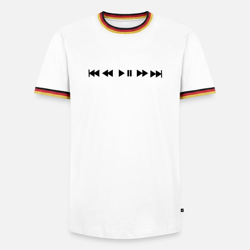 musiK Play stop skip - Männer Kontrast-T-Shirt - Weiß/Dreifarbig