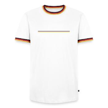 Deutschland Linie - Männer Kontrast-T-Shirt - Weiß/Dreifarbig - Vorne - AI Model Female 172 light (172cm) & AI Model Male 185 light (185cm)