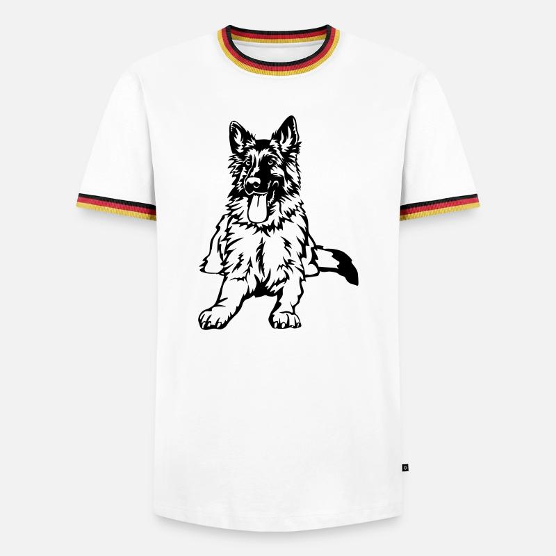 Deutscher Schäferhund - Männer Kontrast-T-Shirt - Weiß/Dreifarbig