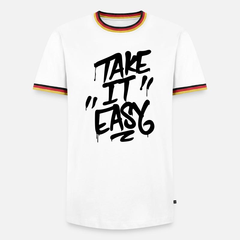 Graffiti Schriftzug TAKE IT EASY - Männer Kontrast-T-Shirt - Weiß/Dreifarbig