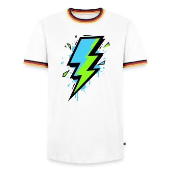 Ray of Modern Electricity - Men's Ringer Shirt - white/tricolour - Front - AI Model Female 172 light (172cm) & AI Model Male 185 light (185cm)