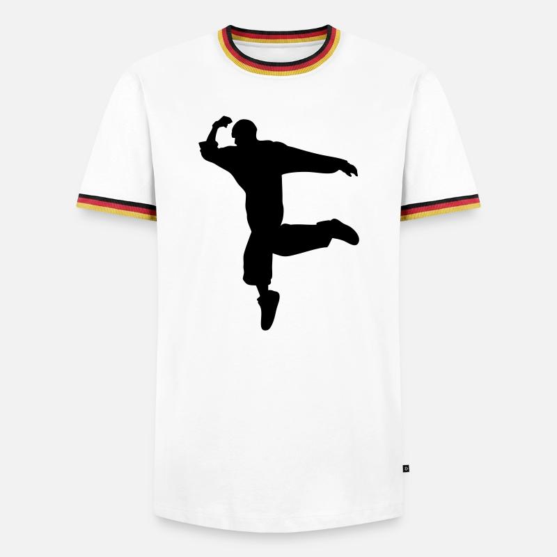 B-Boy Silhouette – Breakdance Move - Men's Ringer Shirt - white/tricolour