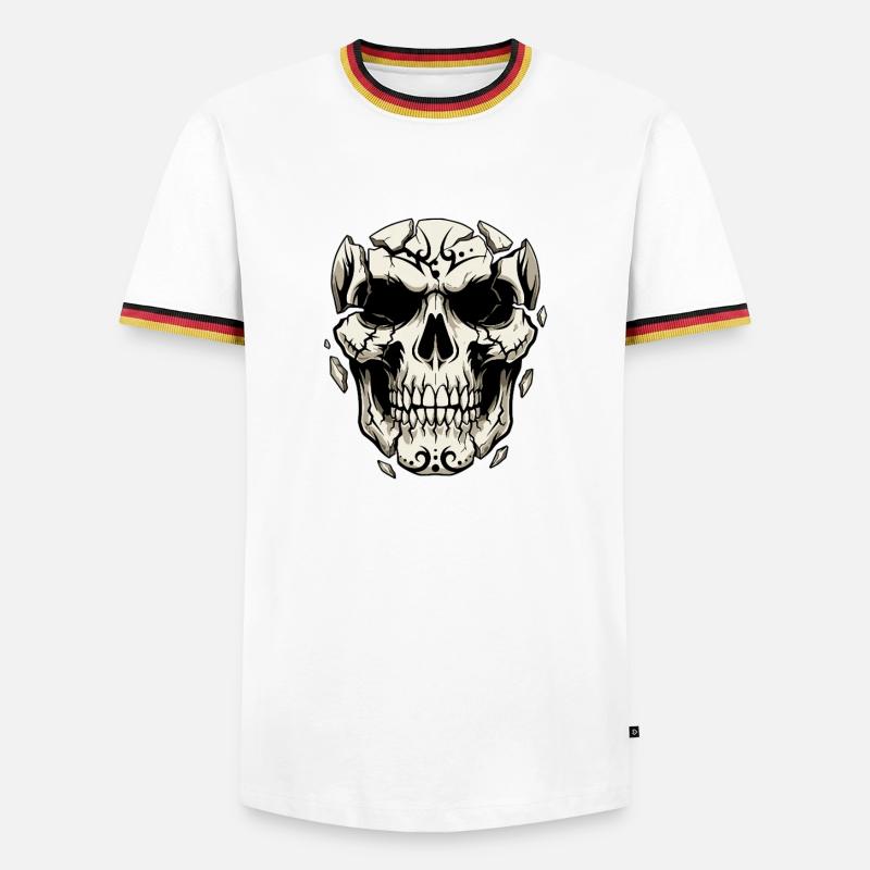 Splitternder Schädel – Gothic Grafik - Männer Kontrast-T-Shirt - Weiß/Dreifarbig