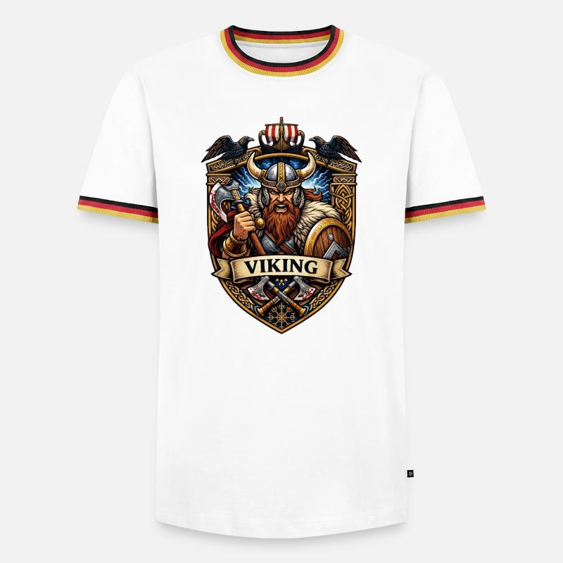 Viking Warrior Shield Emblem - Men's Ringer Shirt - white/tricolour