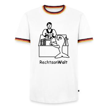 TIB_An-Wal-t - Männer Kontrast-T-Shirt - Weiß/Dreifarbig - Vorne - AI Model Female 172 light (172cm) & AI Model Male 185 light (185cm)