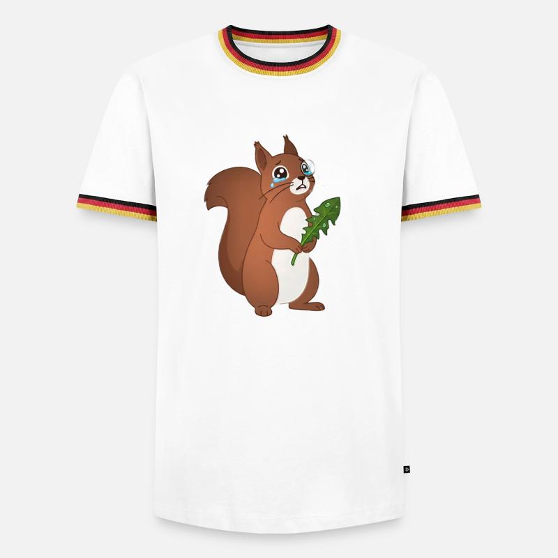 Heulendes Eichhörnchen mit einem Blatt - Männer Kontrast-T-Shirt - Weiß/Dreifarbig